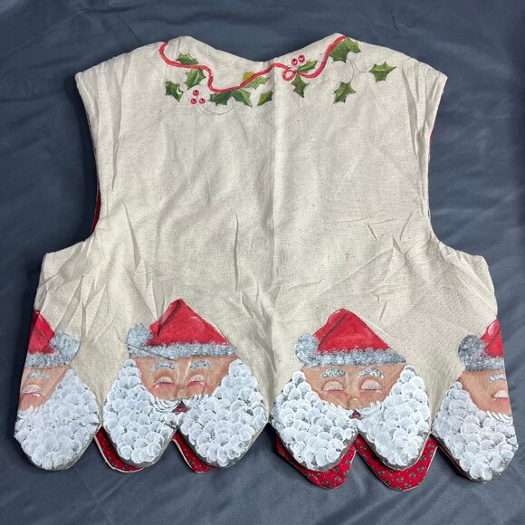 Handmade Santa Claus Christmas Vest Fits Medium Hand Painted Holiday Mistletoe - Picture 2 of 9